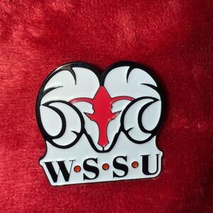 WSSU Red and White Logo Pin